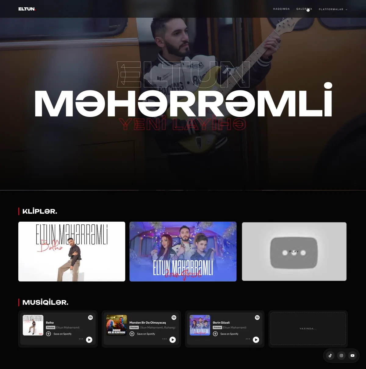 Gənc müğənni Eltun Məhərrəmlinin veb səhifəsi